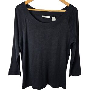 Tweed's Womens Top XL Black 3/4 Sleeve Pima Cotton Modal Blend‎ Casual